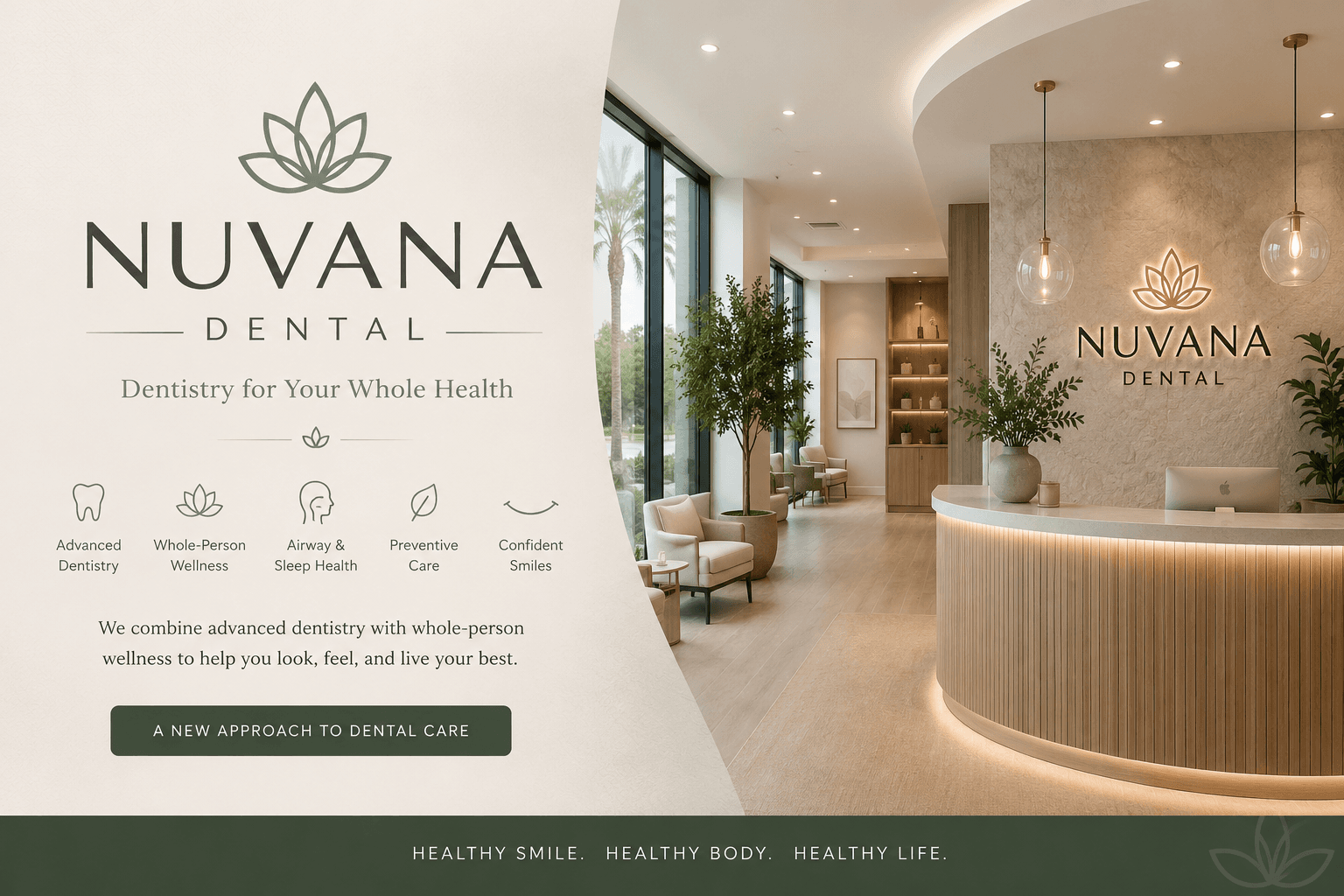 Modern dental reception atmosphere